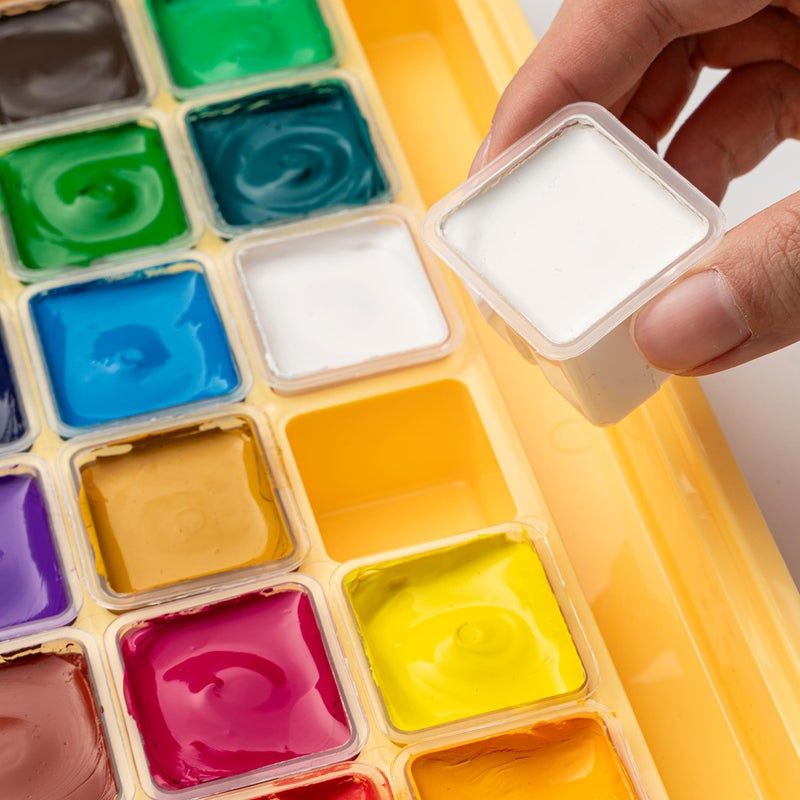 HIMI Gouache Paints Set, 18 Colors, 30g, jelly gouache paint set, Non Toxic Paint for Canvas and Paper, Art Supplies for Professionals, and More (Yellow Case) - Image 5
